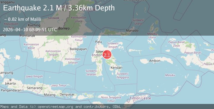Map of Sulawesi, Indonesia