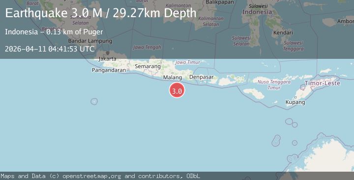 Map of South of Java, Indonesia