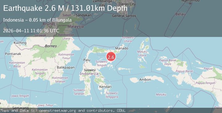 Map of Minahassa Peninsula, Sulawesi