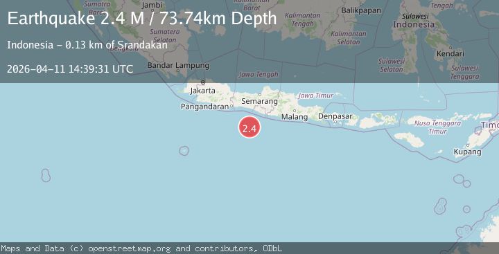 Map of South of Java, Indonesia