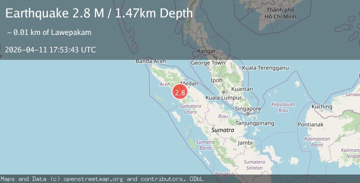 Map of Northern Sumatra, Indonesia