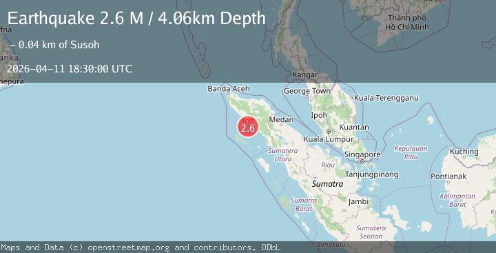 Map of Northern Sumatra, Indonesia