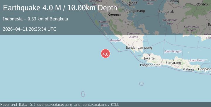 Map of Southwest of Sumatra, Indonesia