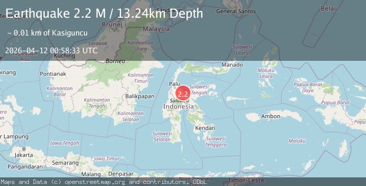 Map of Sulawesi, Indonesia