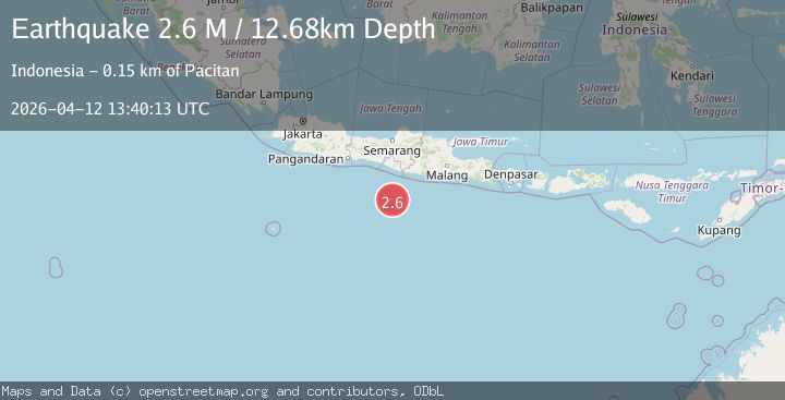 Map of South of Java, Indonesia