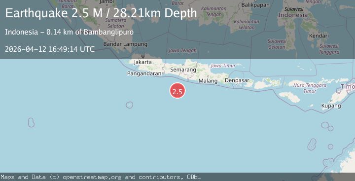 Map of South of Java, Indonesia