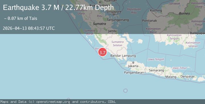 Map of Southern Sumatra, Indonesia