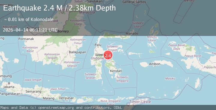 Map of Sulawesi, Indonesia