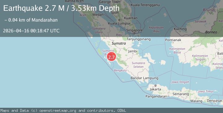 Map of Southern Sumatra, Indonesia