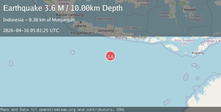Map of South of Java, Indonesia