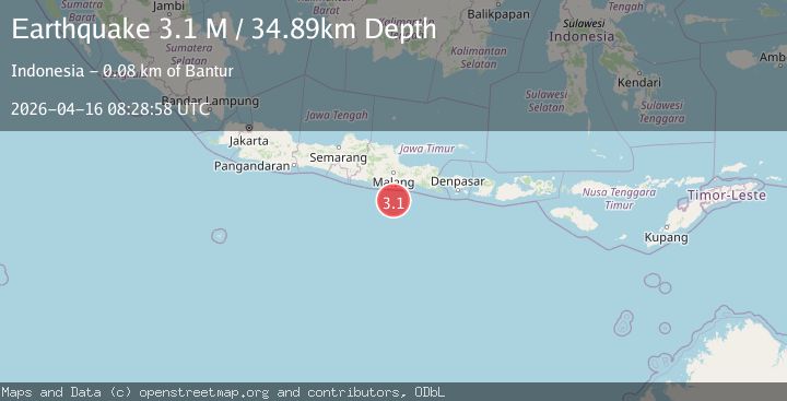 Map of South of Java, Indonesia
