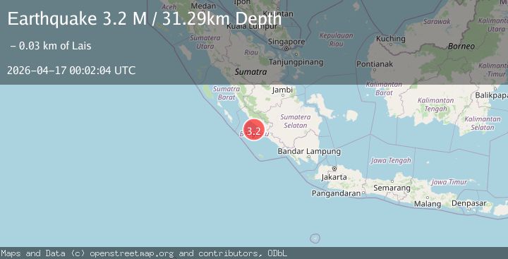 Map of Southern Sumatra, Indonesia