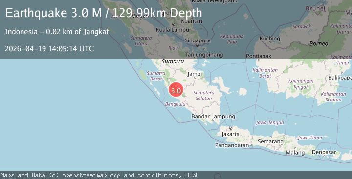 Map of Southern Sumatra, Indonesia
