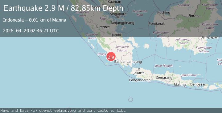 Map of Southern Sumatra, Indonesia