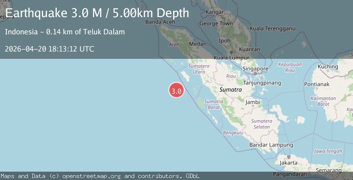 Map of Southwest of Sumatra, Indonesia