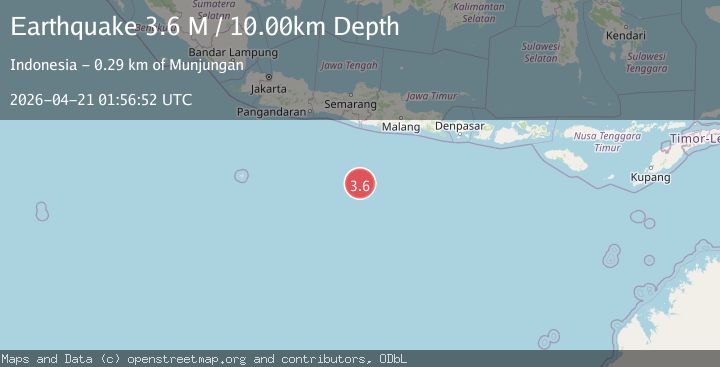 Map of South of Java, Indonesia