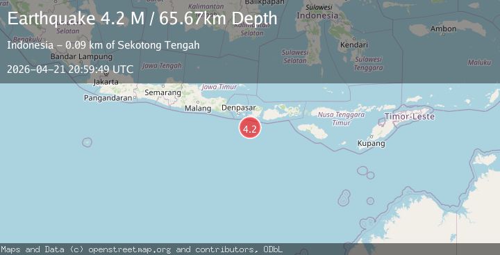 Map of South of Bali, Indonesia