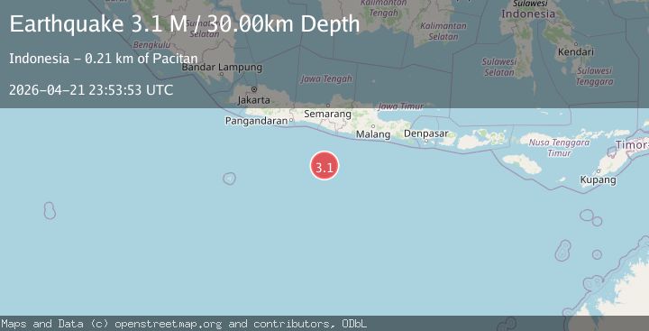 Map of South of Java, Indonesia