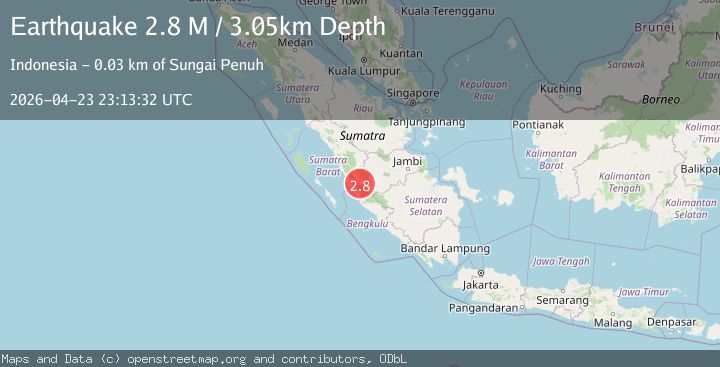 Map of Southern Sumatra, Indonesia