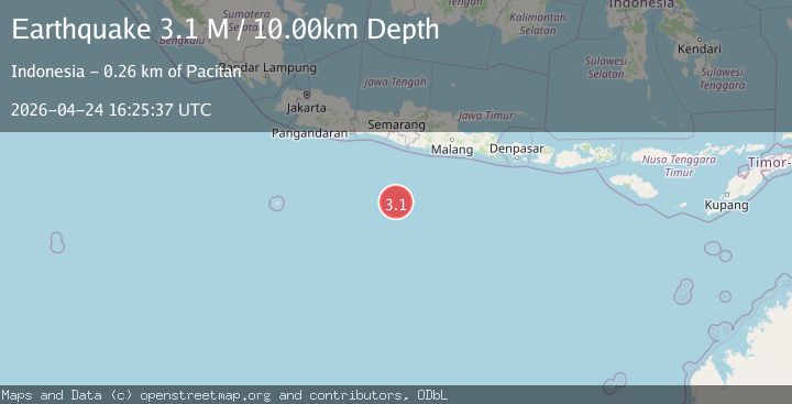 Map of South of Java, Indonesia