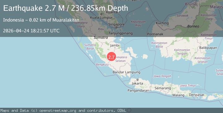 Map of Southern Sumatra, Indonesia
