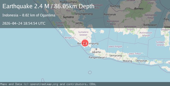 Map of Southern Sumatra, Indonesia