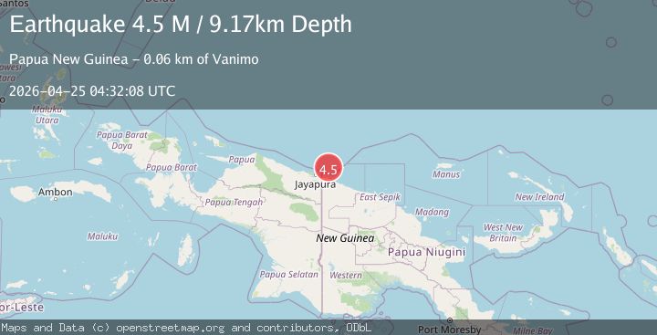 Map of Near North Coast of Papua New Guinea