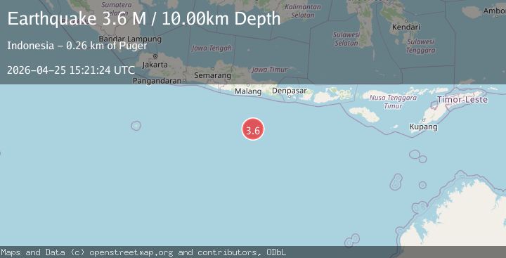 Map of South of Java, Indonesia