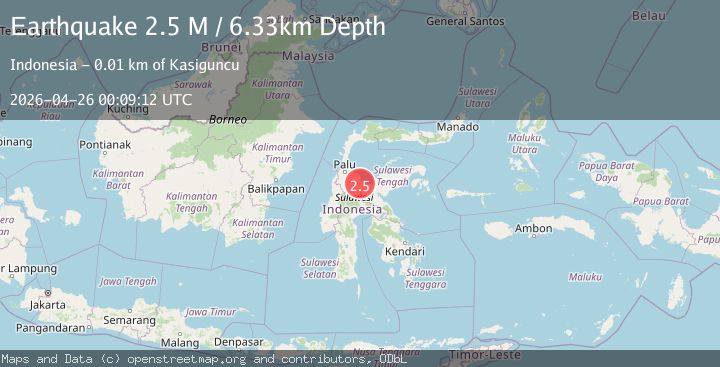 Map of Sulawesi, Indonesia