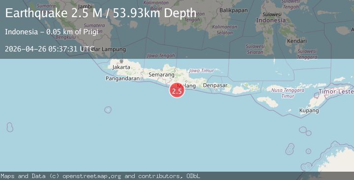 Map of Java, Indonesia