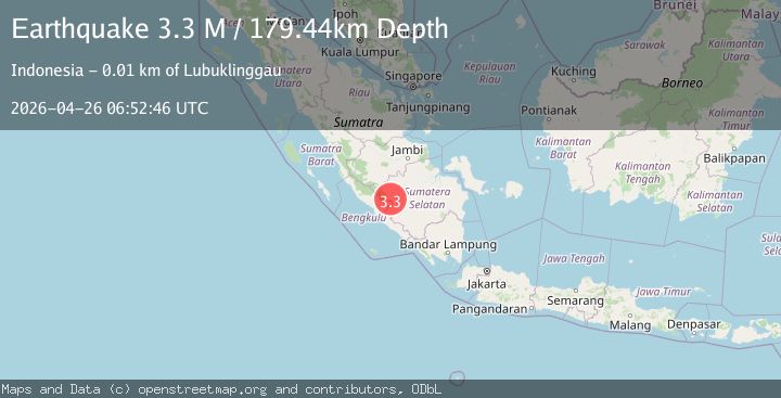 Map of Southern Sumatra, Indonesia