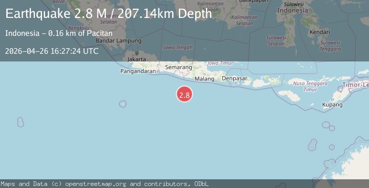 Map of South of Java, Indonesia