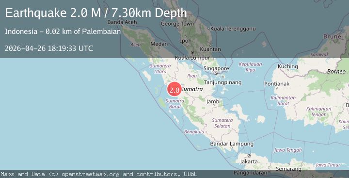 Map of Southern Sumatra, Indonesia