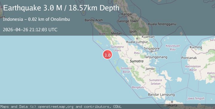 Map of Northern Sumatra, Indonesia