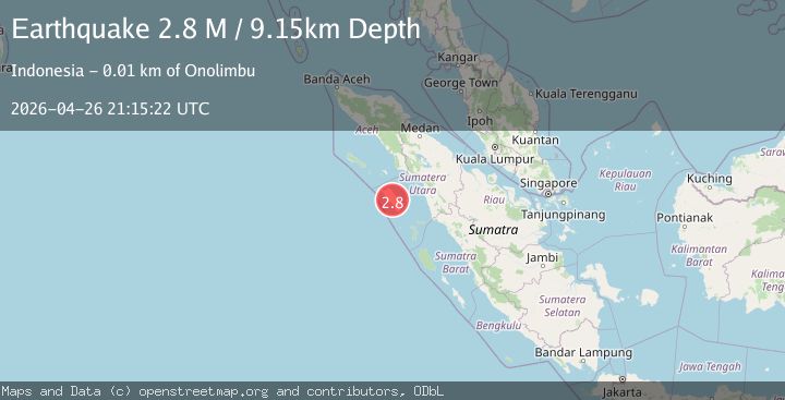 Map of Northern Sumatra, Indonesia