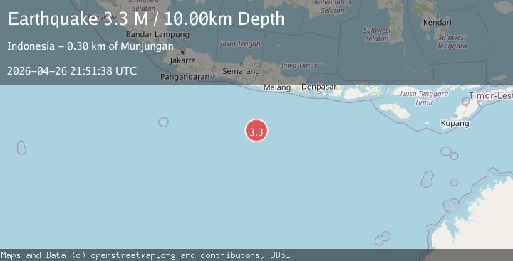 Map of South of Java, Indonesia