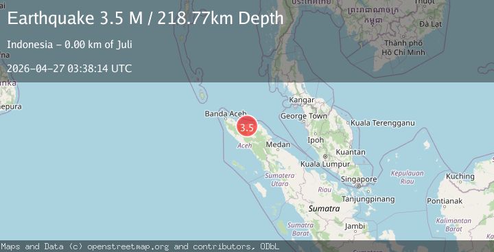 Map of Northern Sumatra, Indonesia