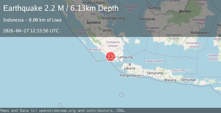 Map of Southern Sumatra, Indonesia