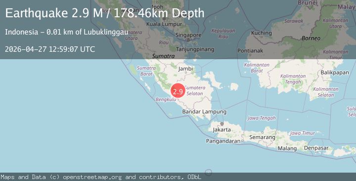 Map of Southern Sumatra, Indonesia