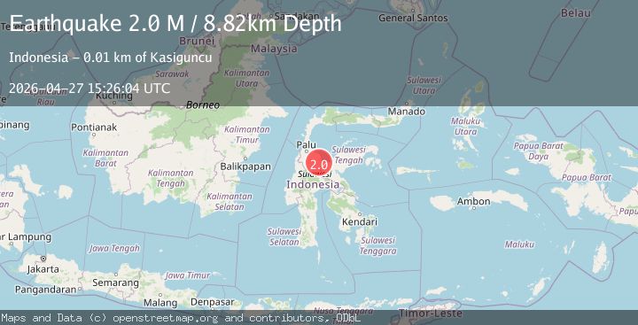 Map of Sulawesi, Indonesia