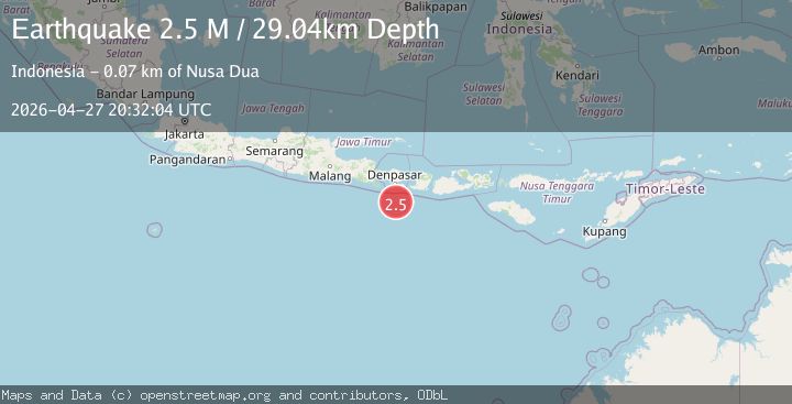 Map of South of Bali, Indonesia