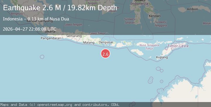 Map of South of Bali, Indonesia