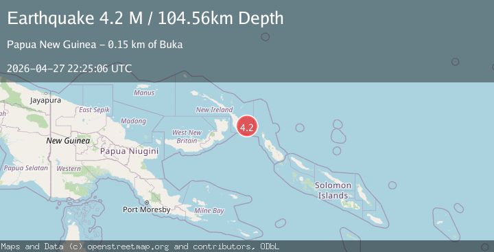Map of New Ireland Region, Papua New Guinea