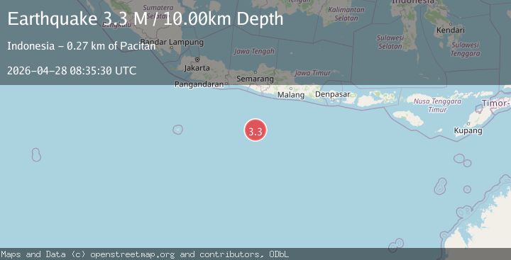 Map of South of Java, Indonesia