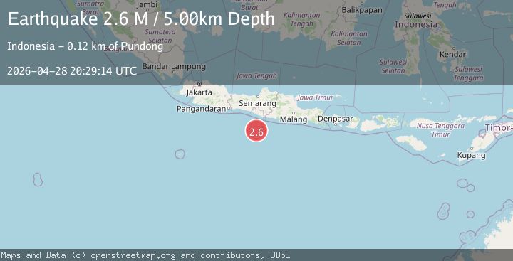 Map of South of Java, Indonesia