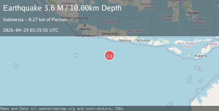 Map of South of Java, Indonesia