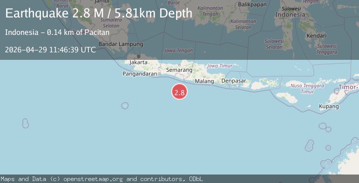 Map of South of Java, Indonesia