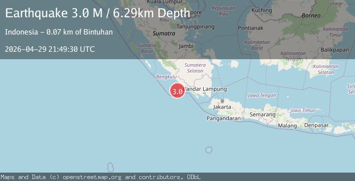 Map of Southern Sumatra, Indonesia