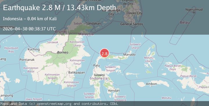 Map of Minahassa Peninsula, Sulawesi