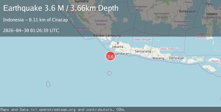 Map of South of Java, Indonesia